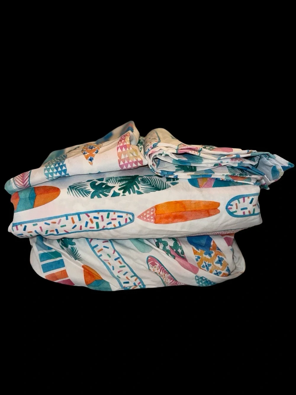 Spoonflower Queen Bed Sheet Set in Surfboards Medium Scale Watercolor Print